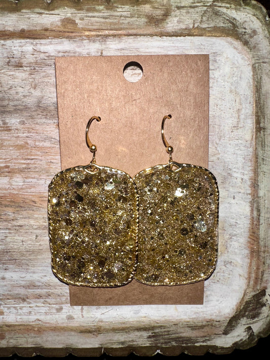 Gold Glitter resin hoops