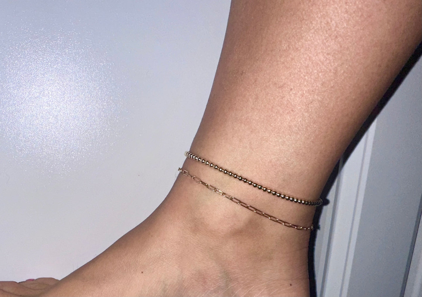 14k Gold Filled stretchy anklet- non tarnish- 3mm beads