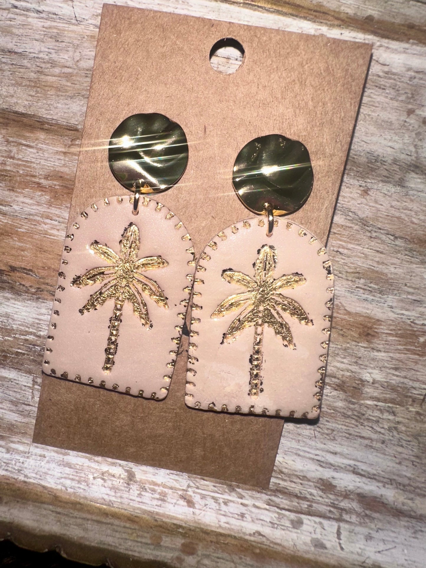 Palm tree clay earrings