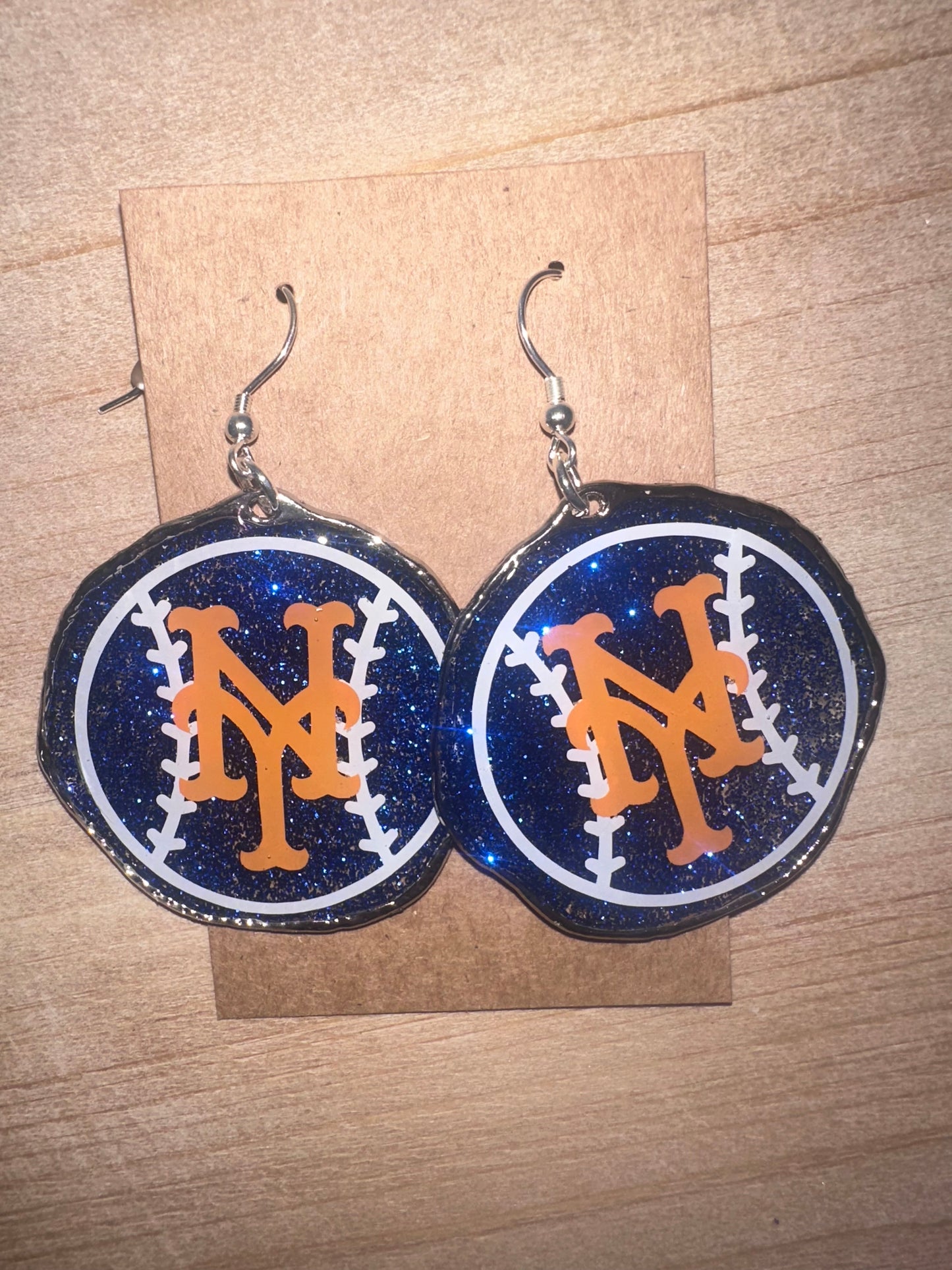New York Mets resin earrings