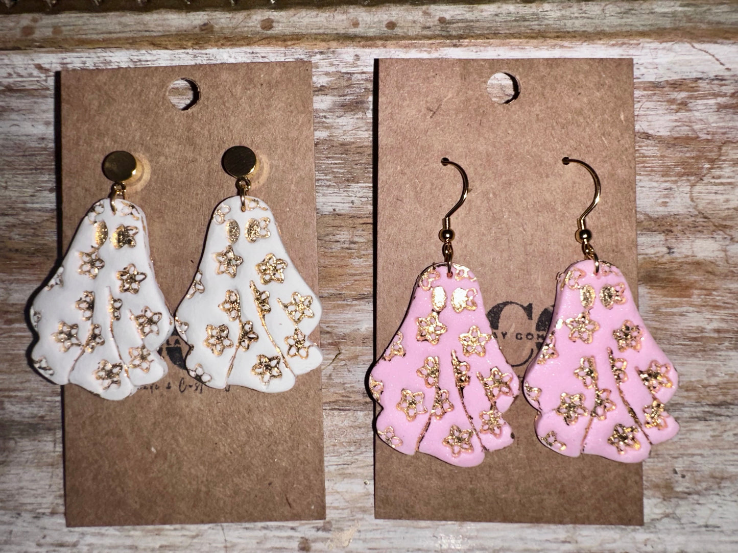 Butterfly flower dangle clay earrings