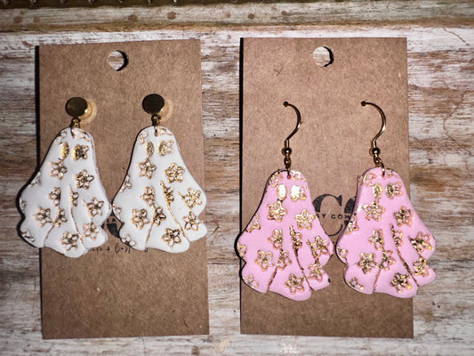 Butterfly flower dangle clay earrings
