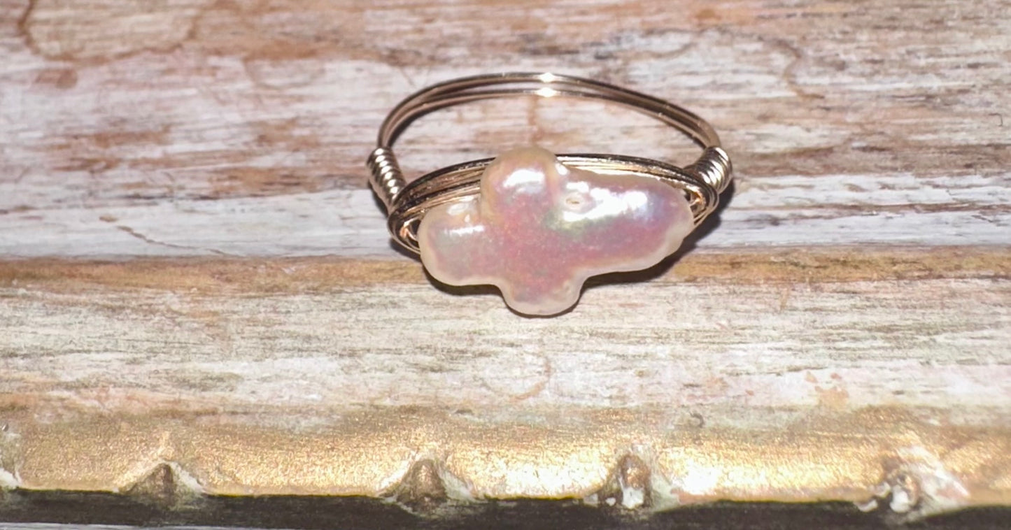 14k GF Cross Freshwater Pearl Ring