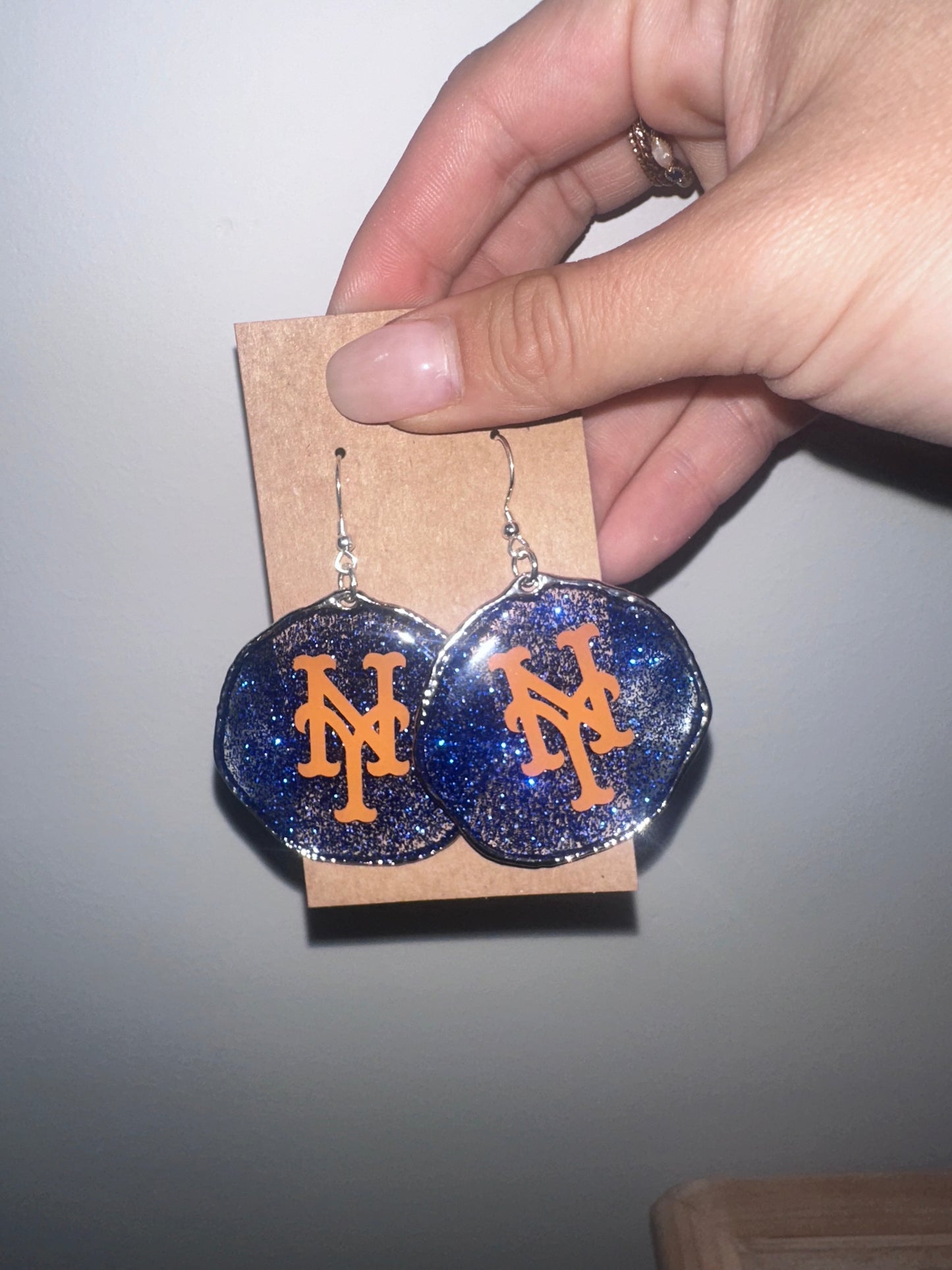 New York Mets resin earrings
