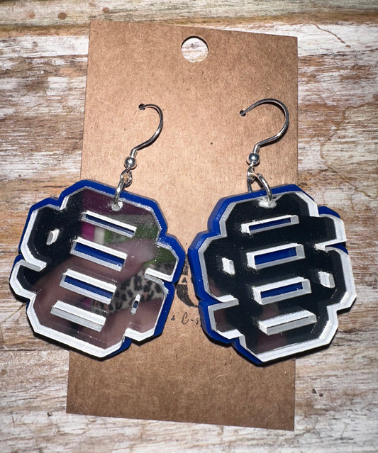 Os Logo Silver Mirror Acrylic Earrings