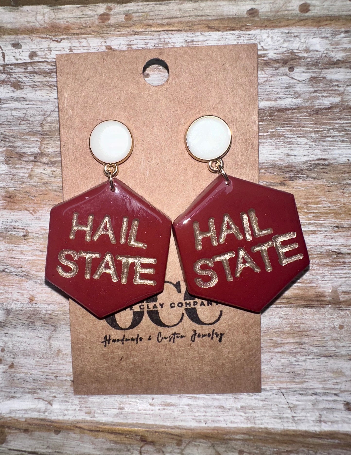 Hexagon Hail State Earrings