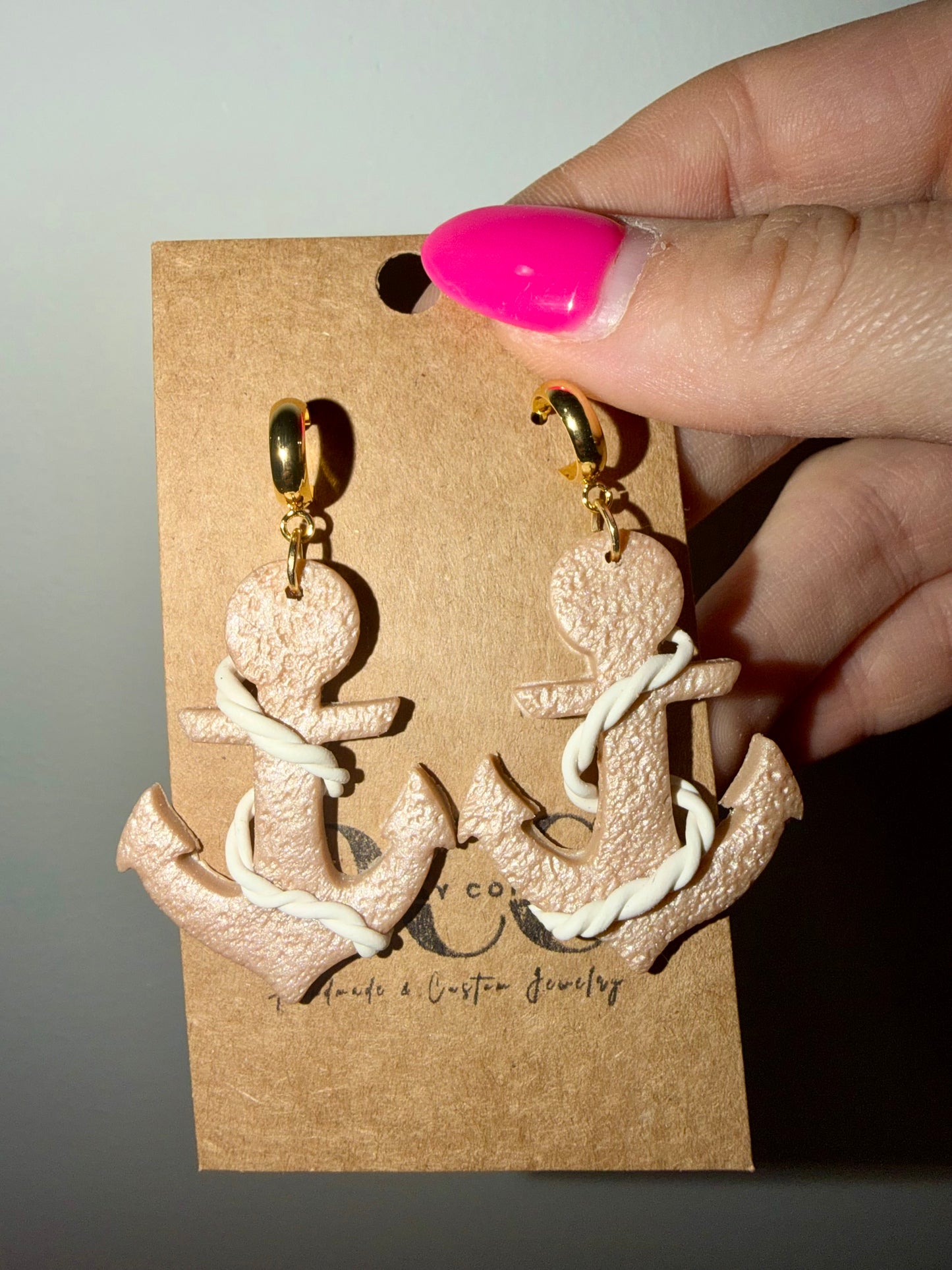 Clay anchor earrings
