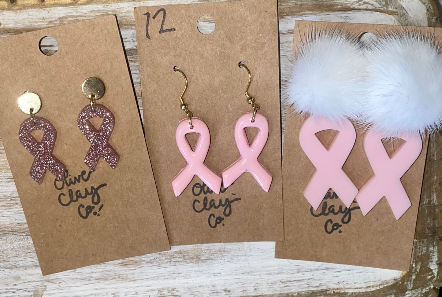 Breast cancer awareness earrings