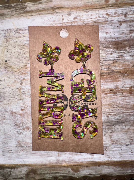 Mardi Gras acrylic earrings