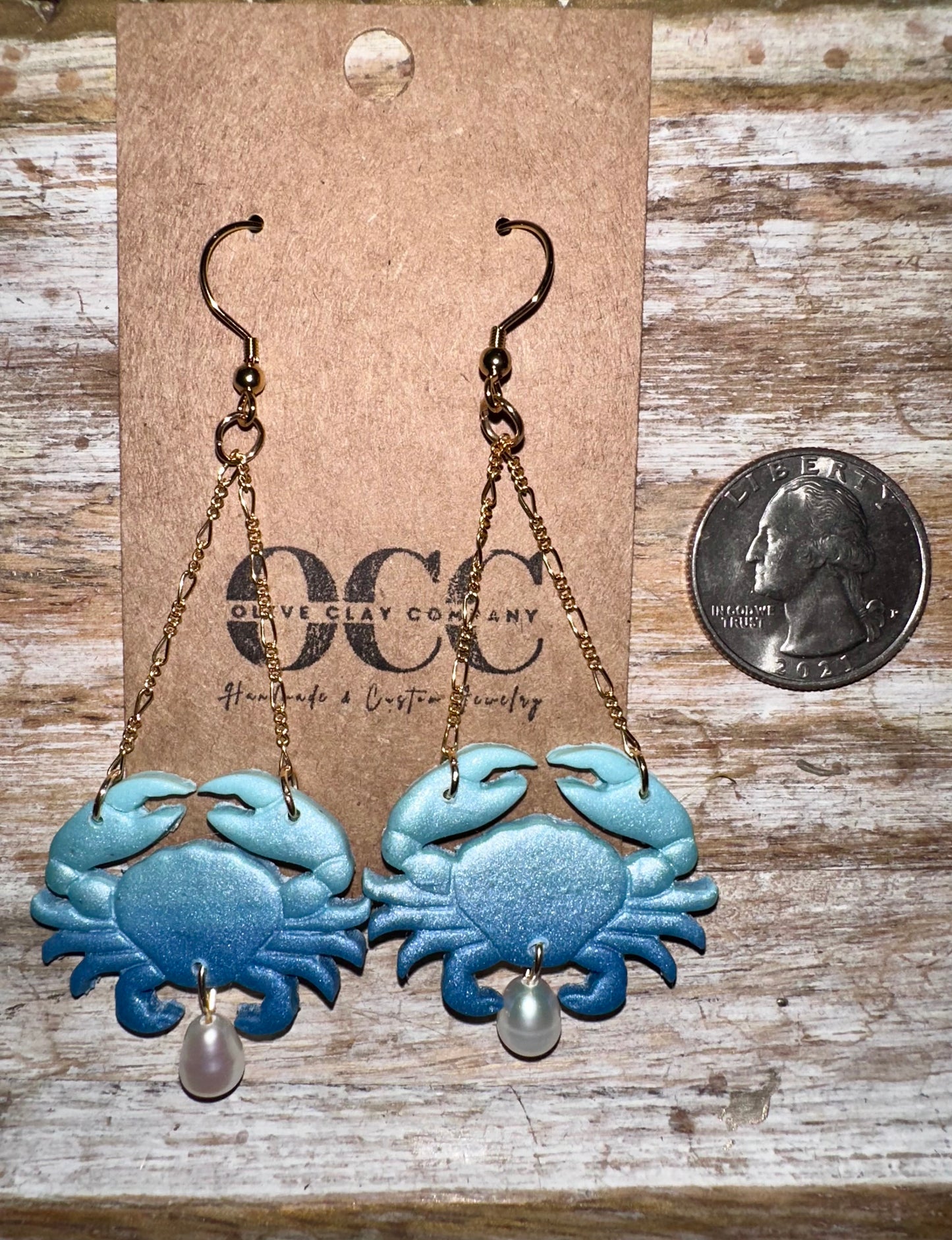 Crab clay earrings