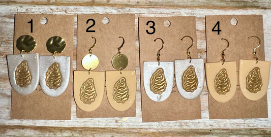 Oyster dangle clay earrings