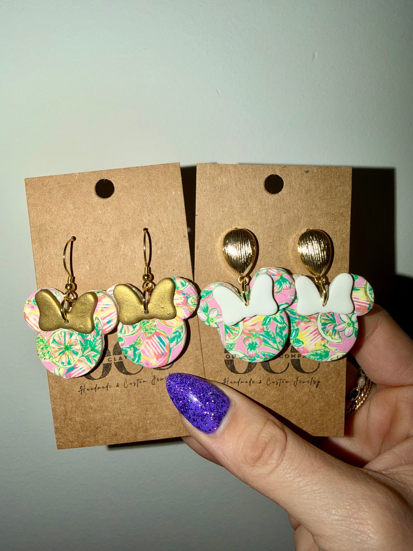 Mouse Floral clay earrings