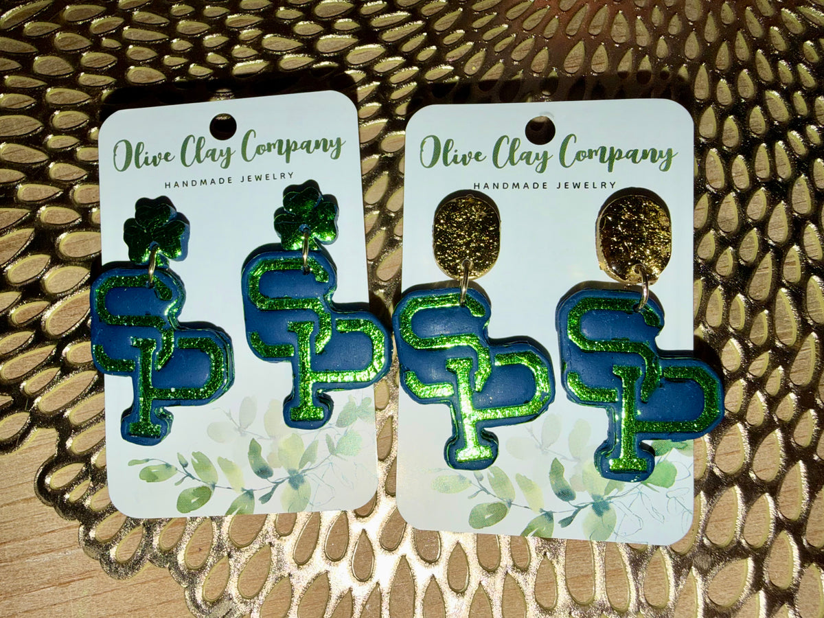 St Patricks clay earrings