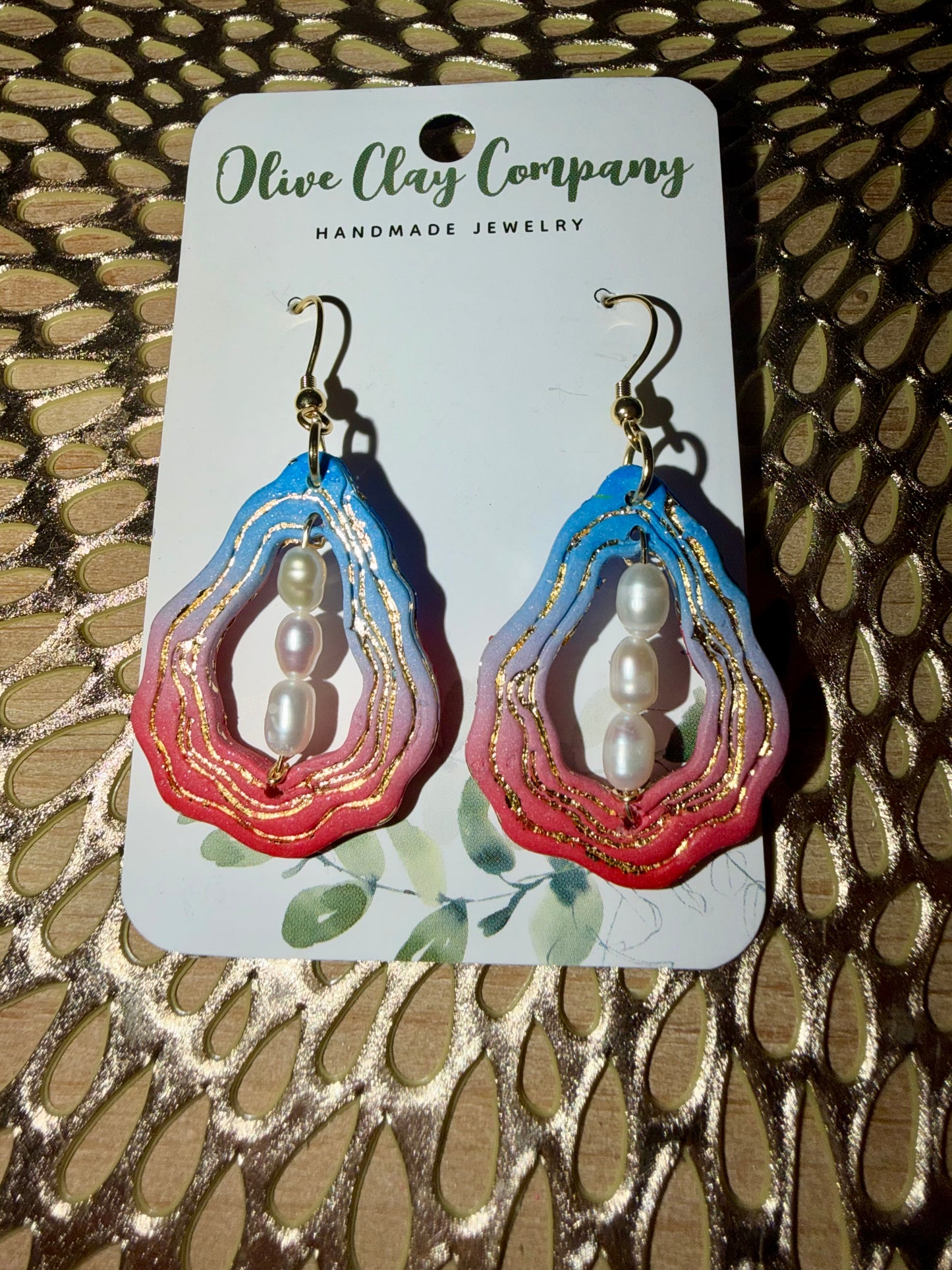 Patriots oyster clay Earrings