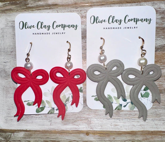 Bow clay earrings