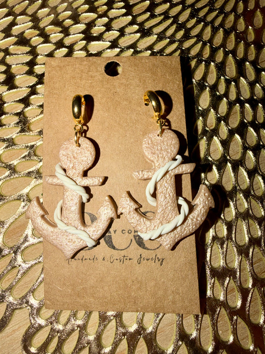 Clay anchor earrings
