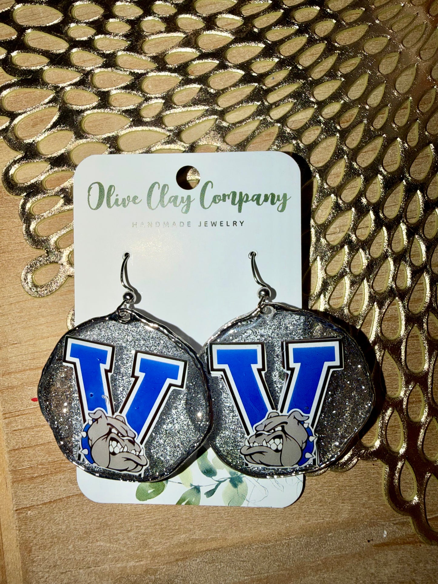 Vancleave bulldogs football resin earrings
