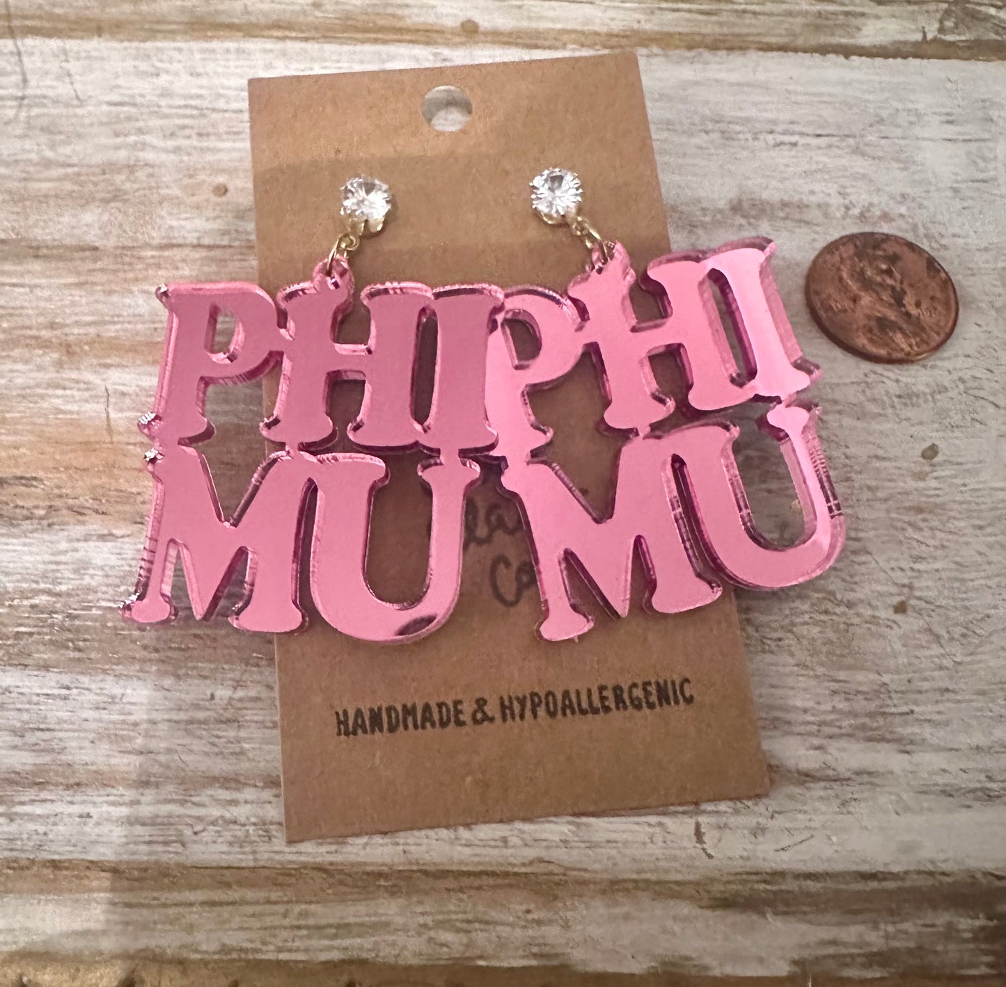 Phi Mu Sorority earrings