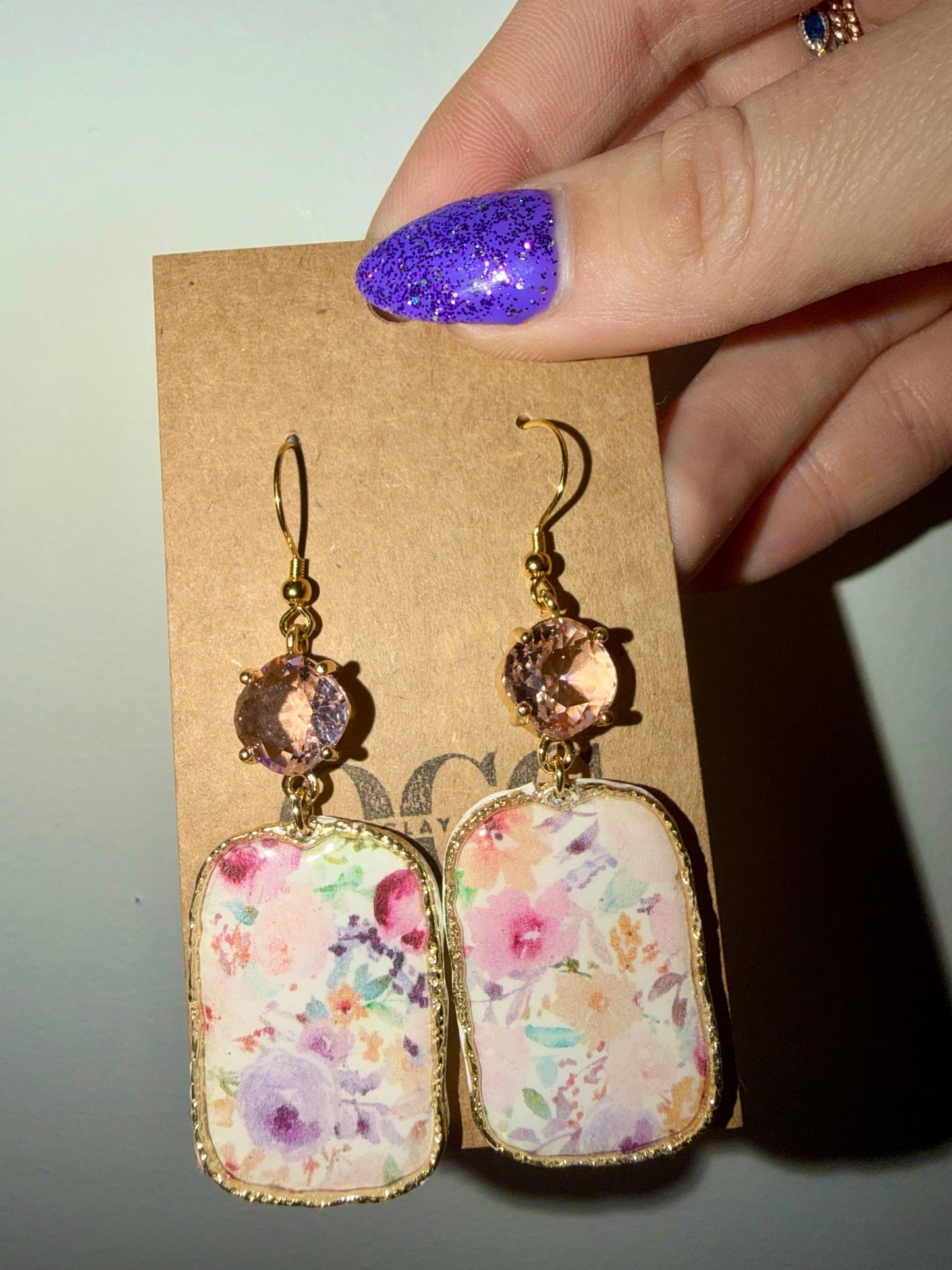 Floral clay hoops earrings