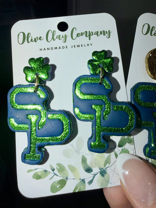 St Patricks clay earrings