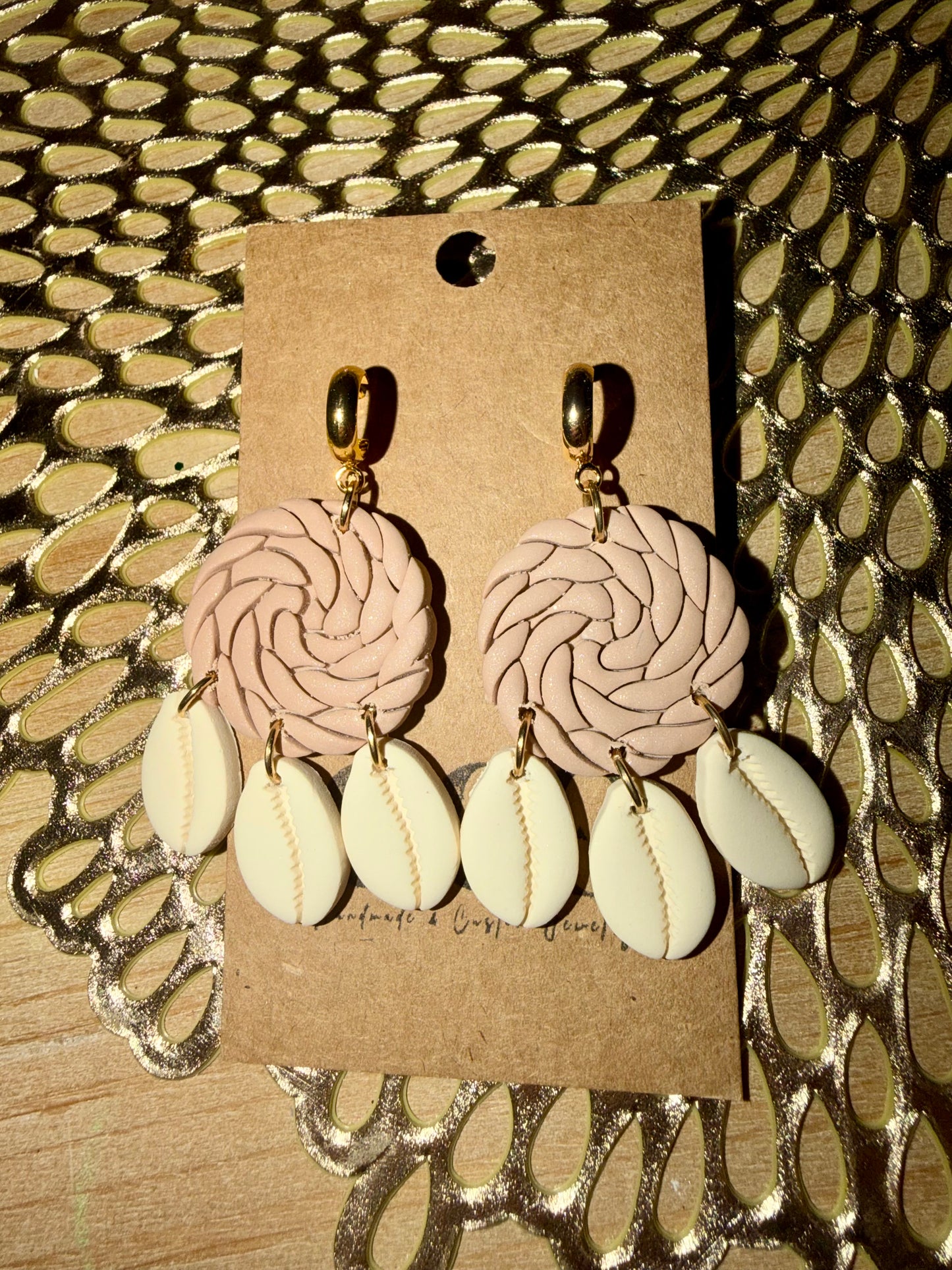 Clay cowrie shell earrings