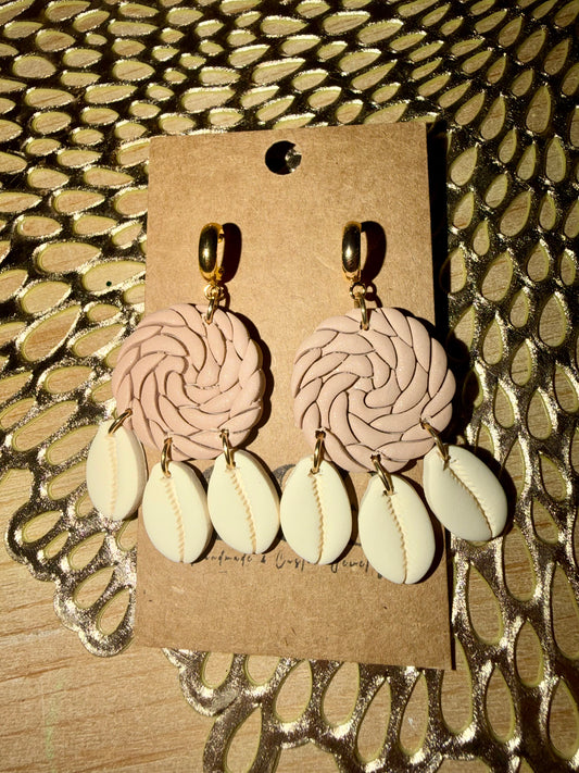 Clay cowrie shell earrings
