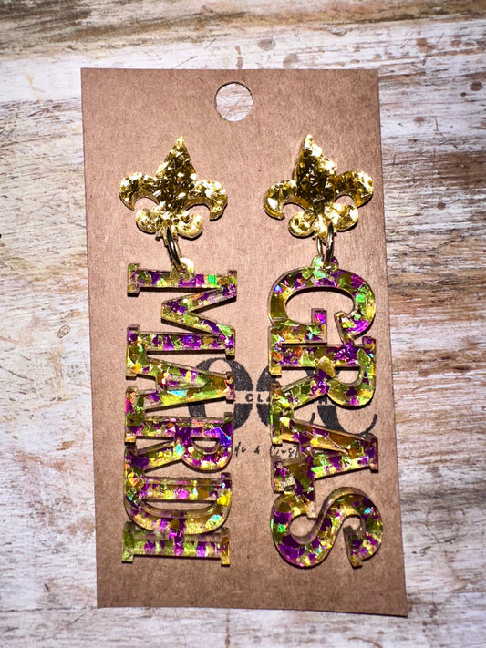 Mardi Gras acrylic earrings