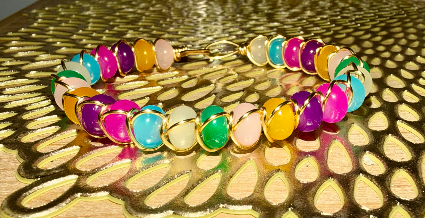 Rondelle beads wire bracelet