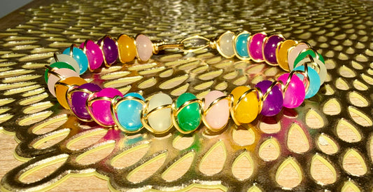 Rondelle beads wire bracelet