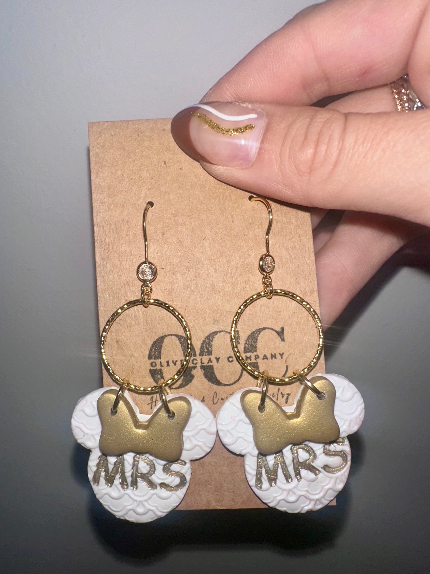Textured Mouse bridal earrings