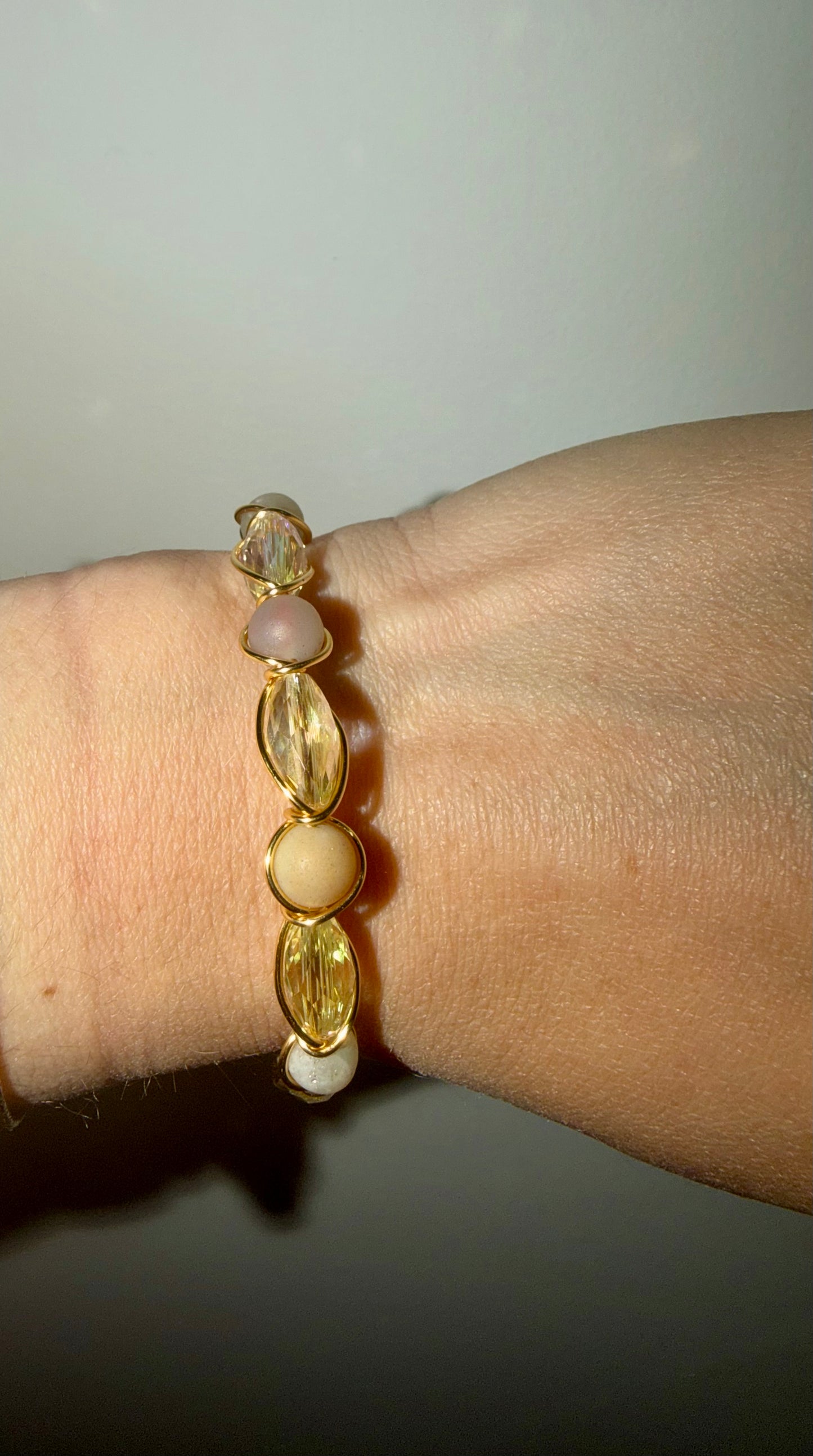 Multicolor + iridescent wire bracelet