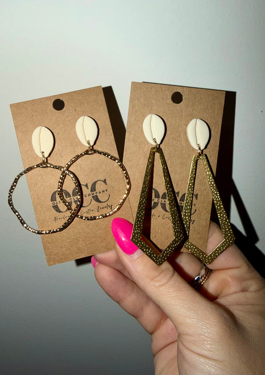Cowrie shell clay hoops