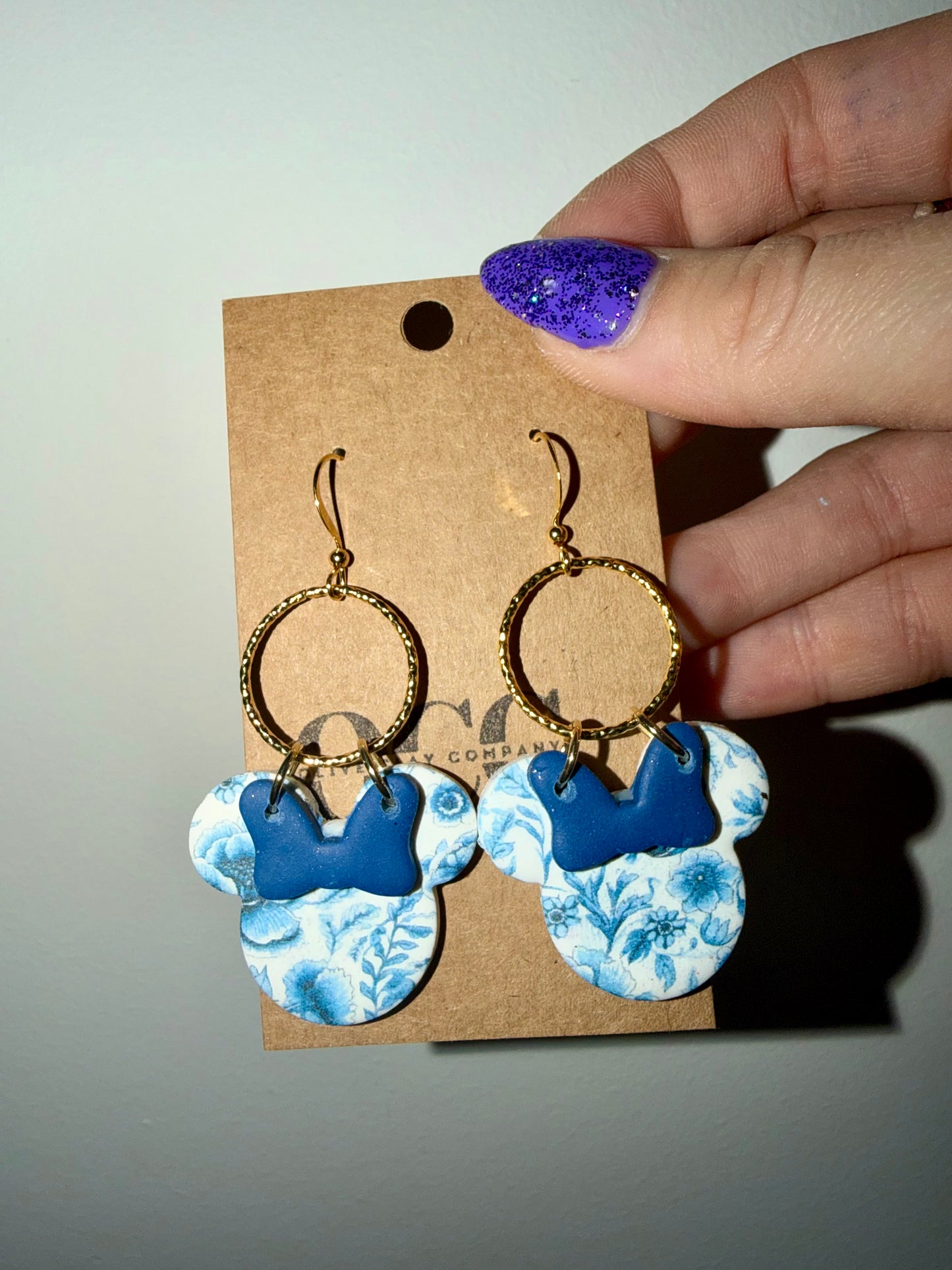 Mouse Floral clay earrings