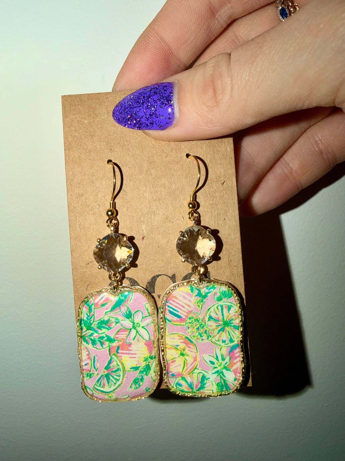 Floral clay hoops earrings