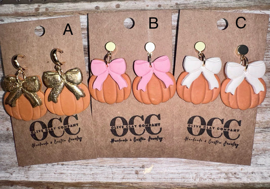 pumpkin clay earrings