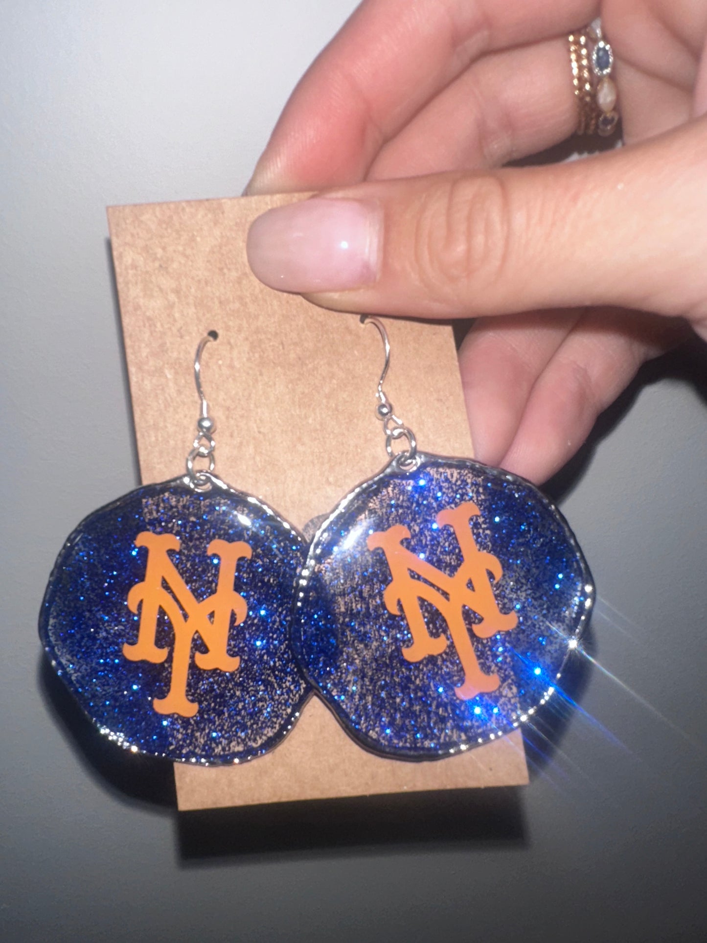 New York Mets resin earrings