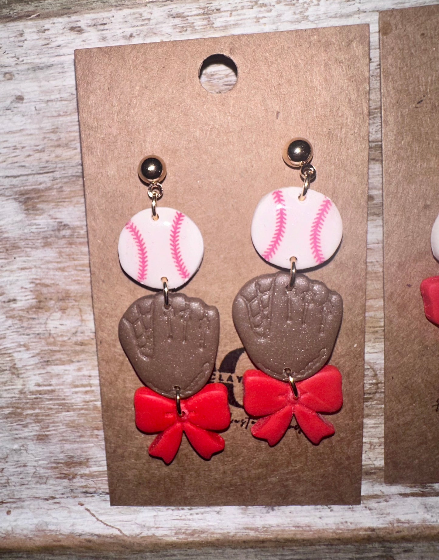 Baseball Glove Clay Earrings