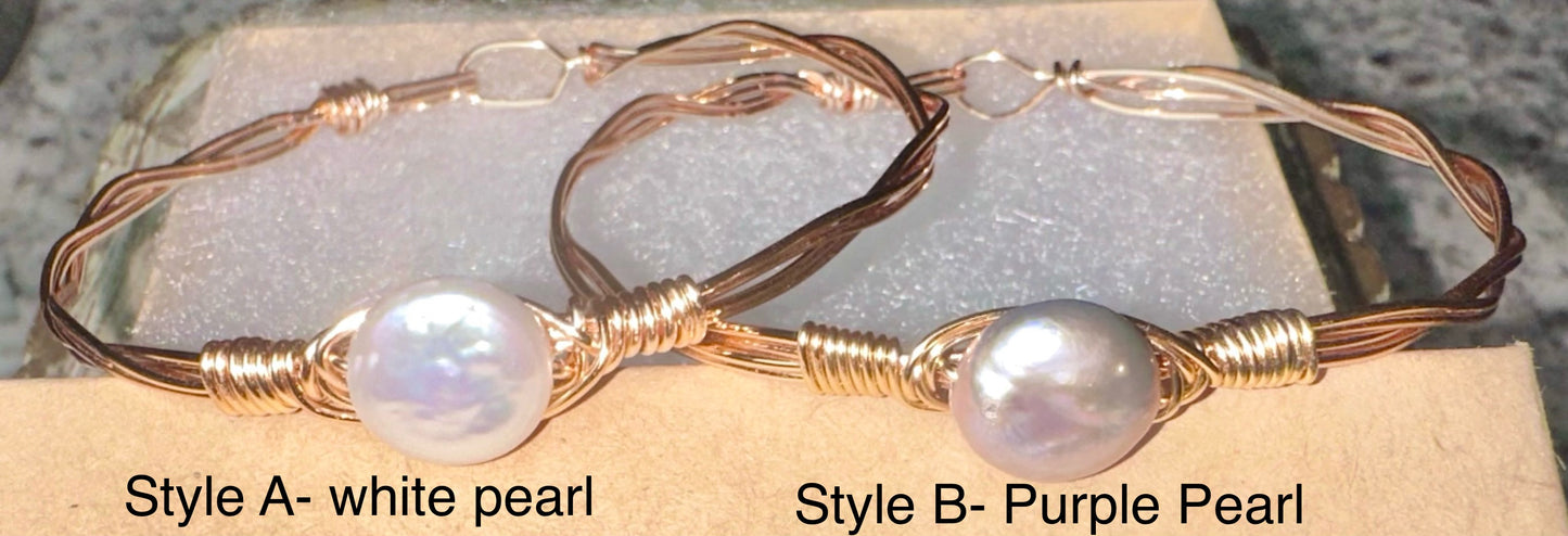 style B twisted purple Pearl wrapped bracelet