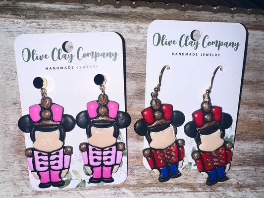 Mouse nutcracker clay earrings