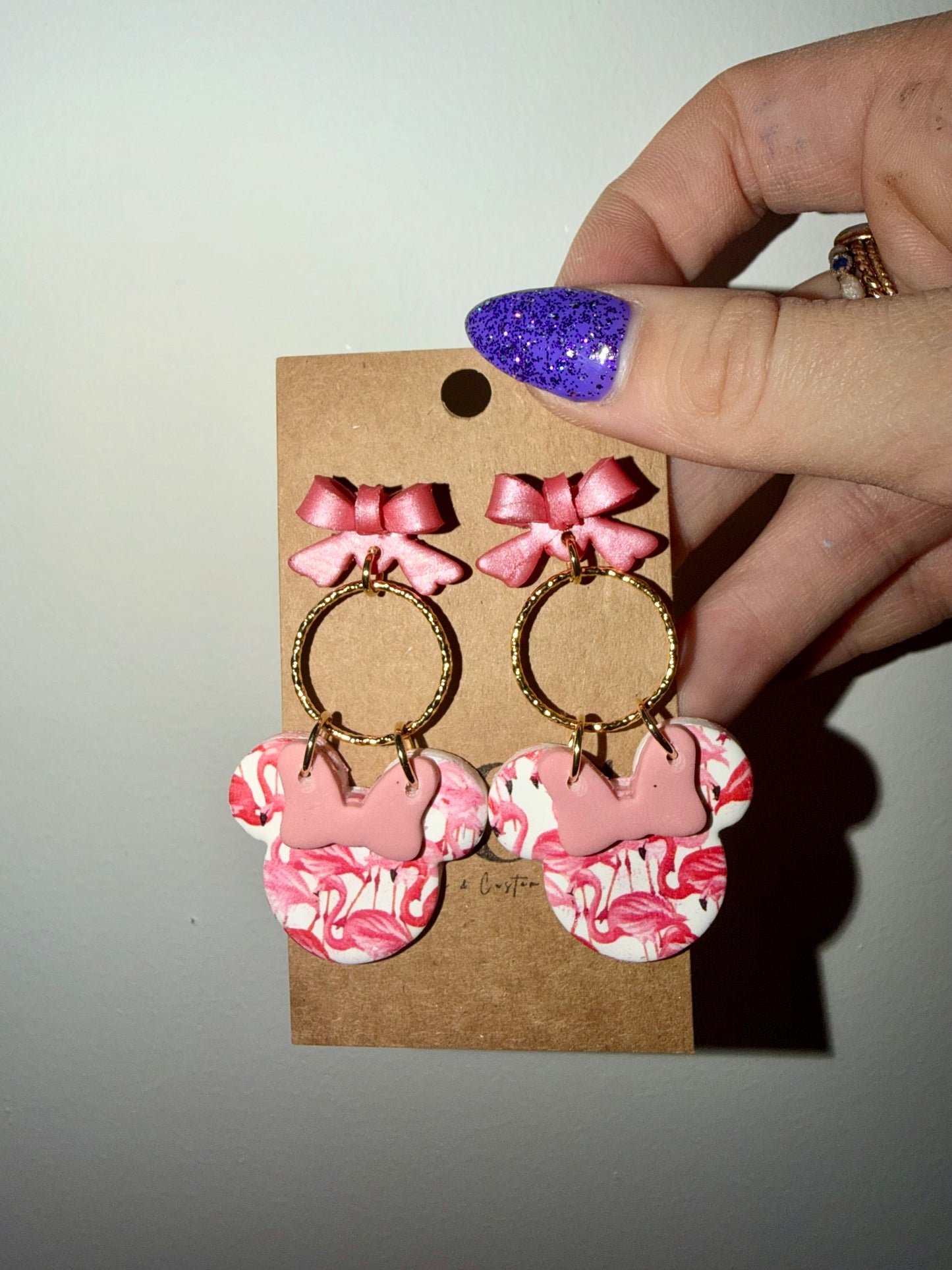 Mouse Floral clay earrings