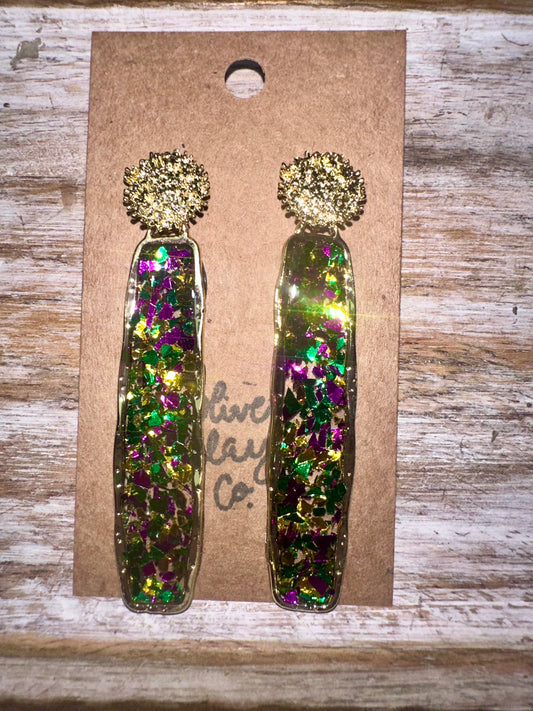 Long Rectangle glitter hoops