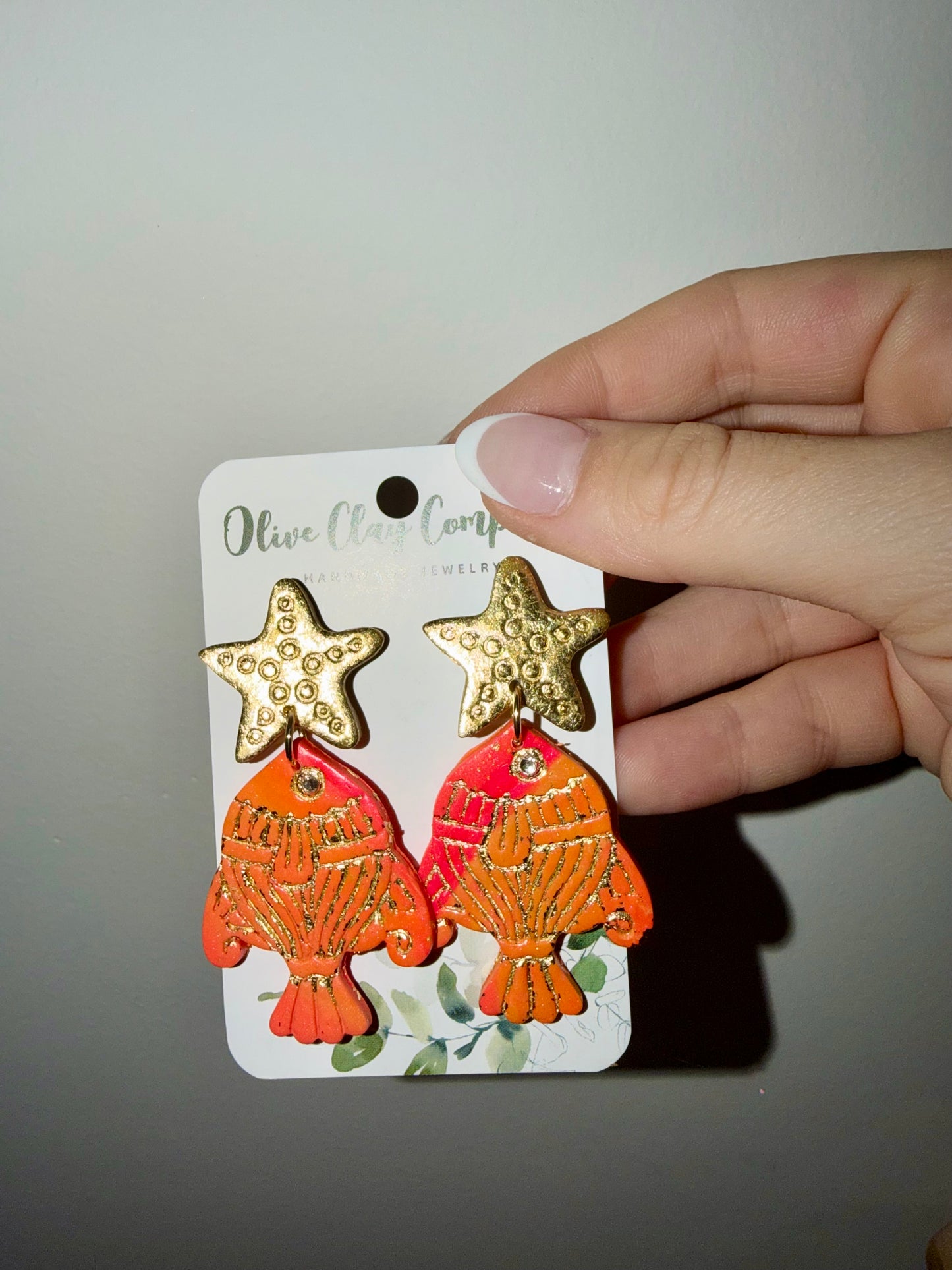 Ombré clay fish earrings
