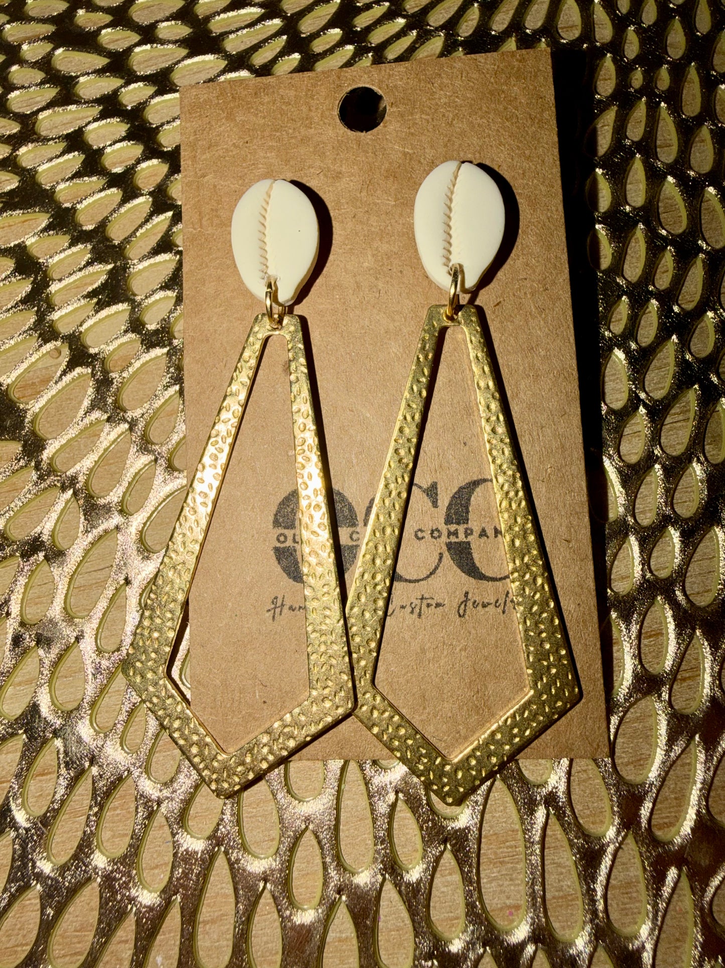 Cowrie shell clay hoops