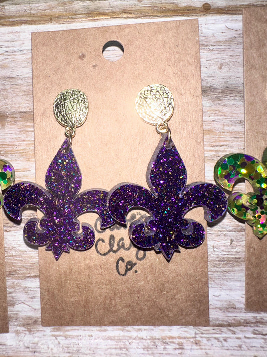 Large fleur de lis earrings