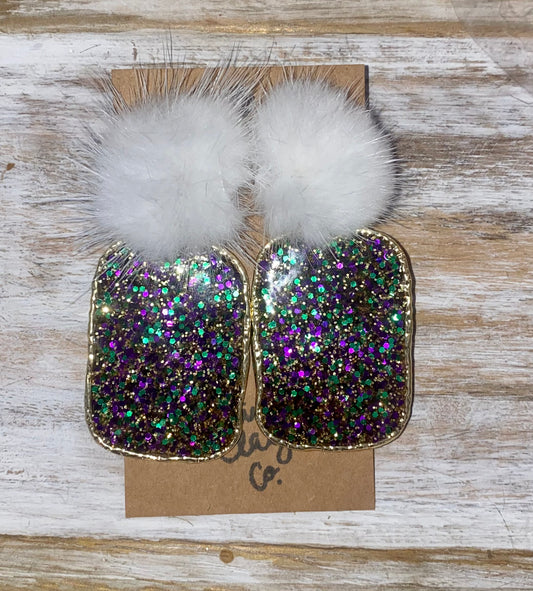 Pom Pom Mardi Gras earrings