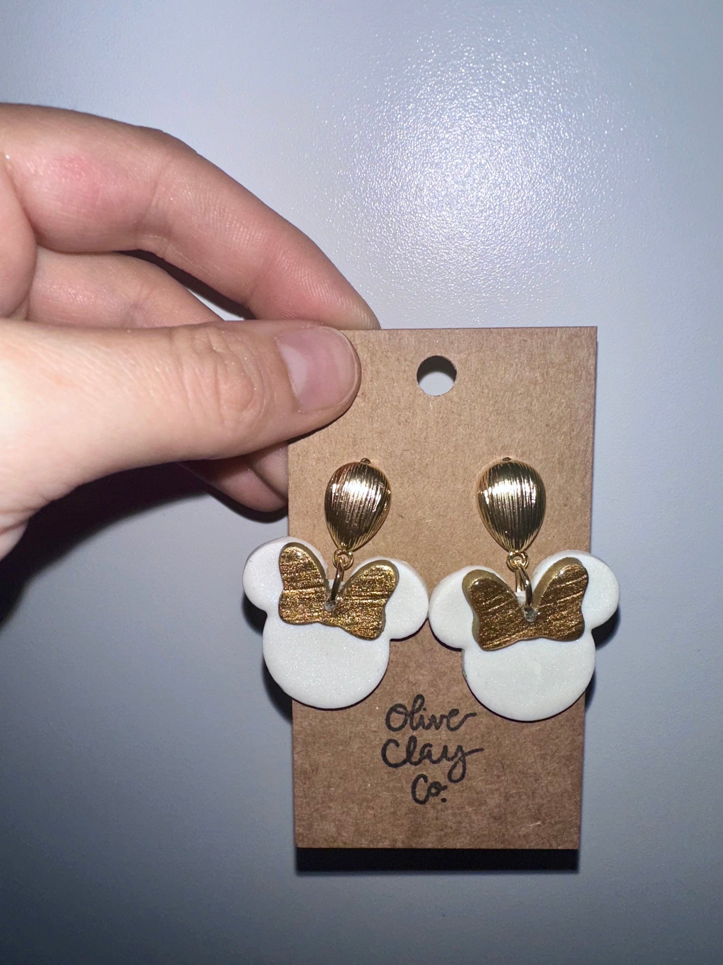 Mouse gold leaf earrings