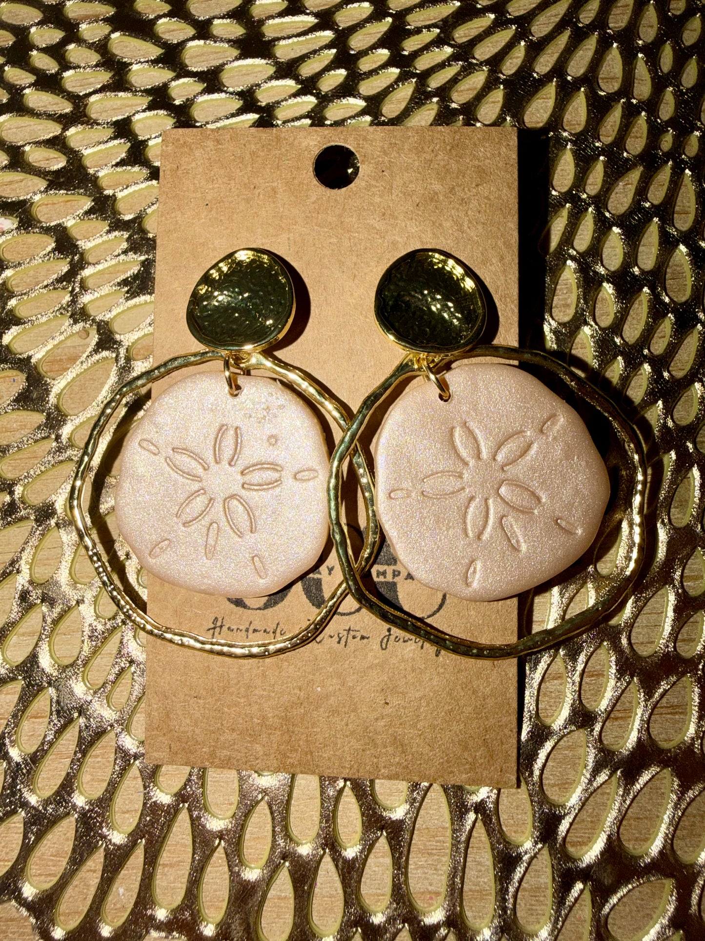 Sand dollar clay earrings