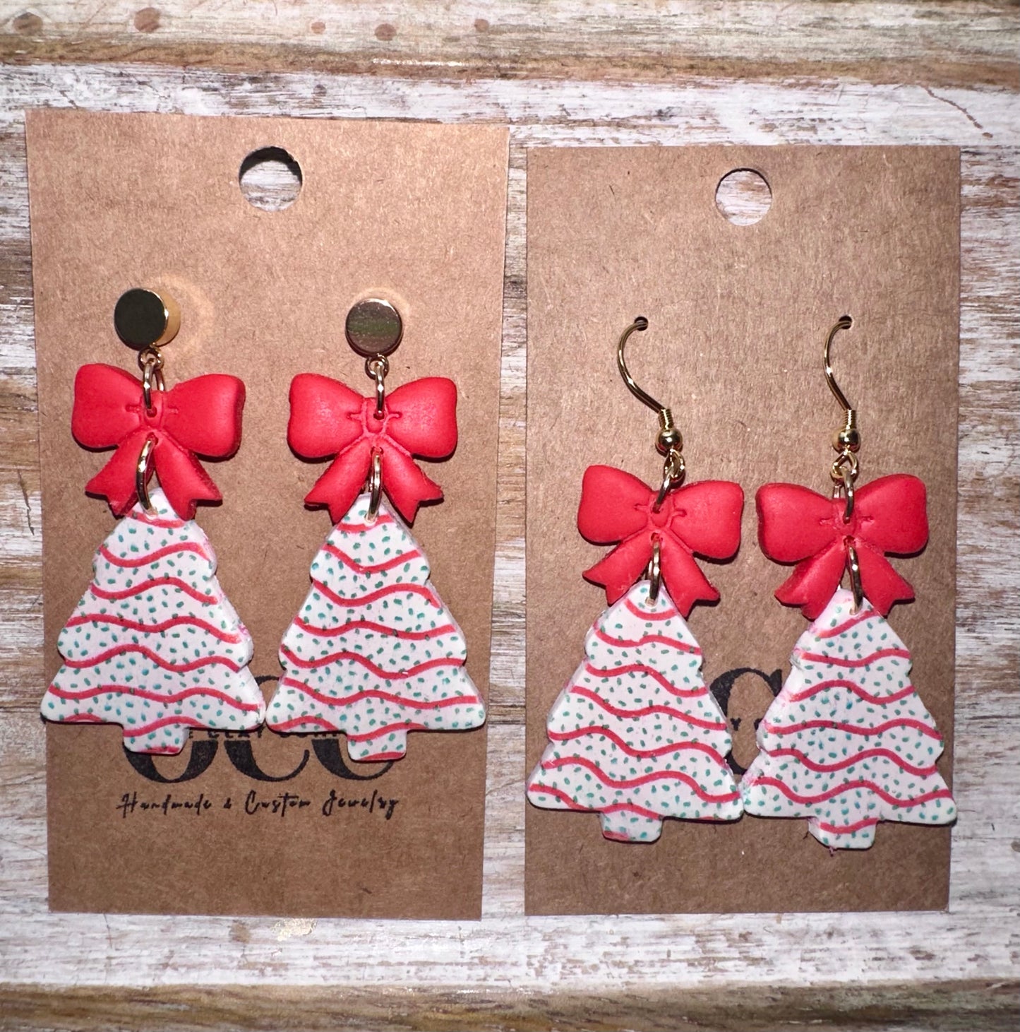 Bow Debbie cake earrings