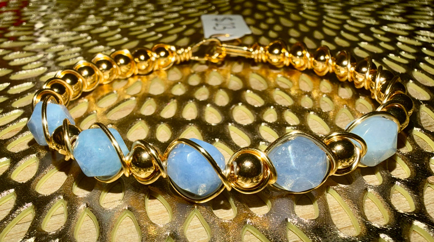 Blue stone wire bracelet