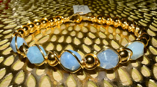 Blue stone wire bracelet